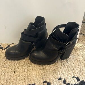 Leather Moto Boots/ Ashish